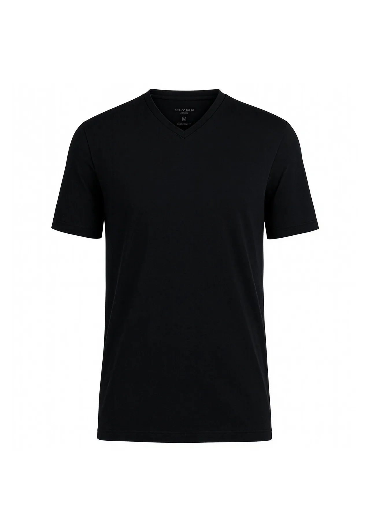 OLYMP Herren T-Shirts, V-Neck, 2er Pack - Bodywear, Modern Fit, Baumwolle, schwarz, M