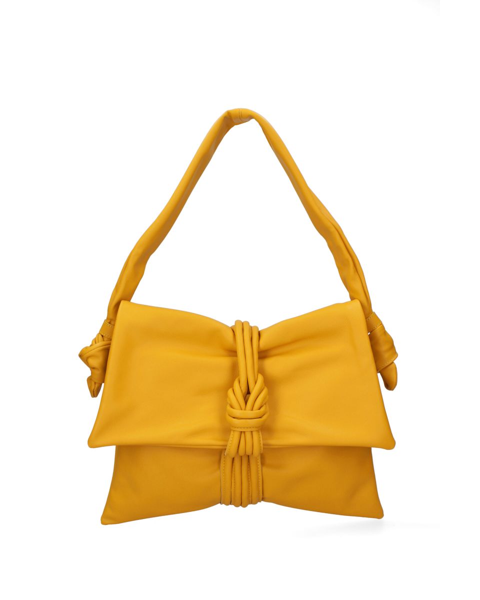 Gelbe Schultertasche mit Knoten