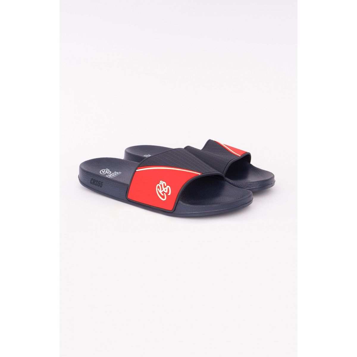 Marineblaue und rote Pantolette