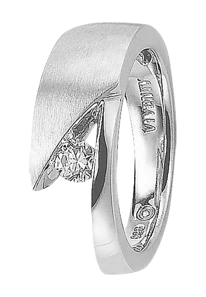 Moderner Silberring mit Zirkonia-Stein