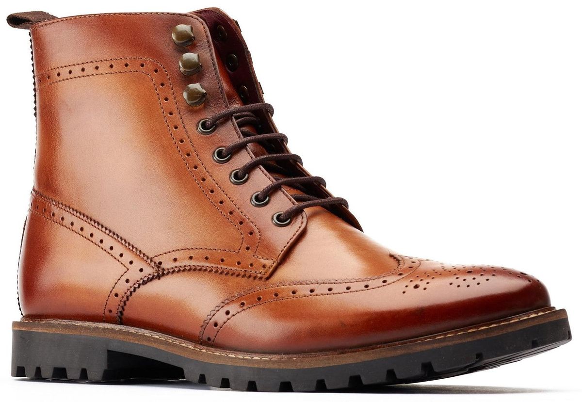 Leder Brogue Wingtip Stiefeletten