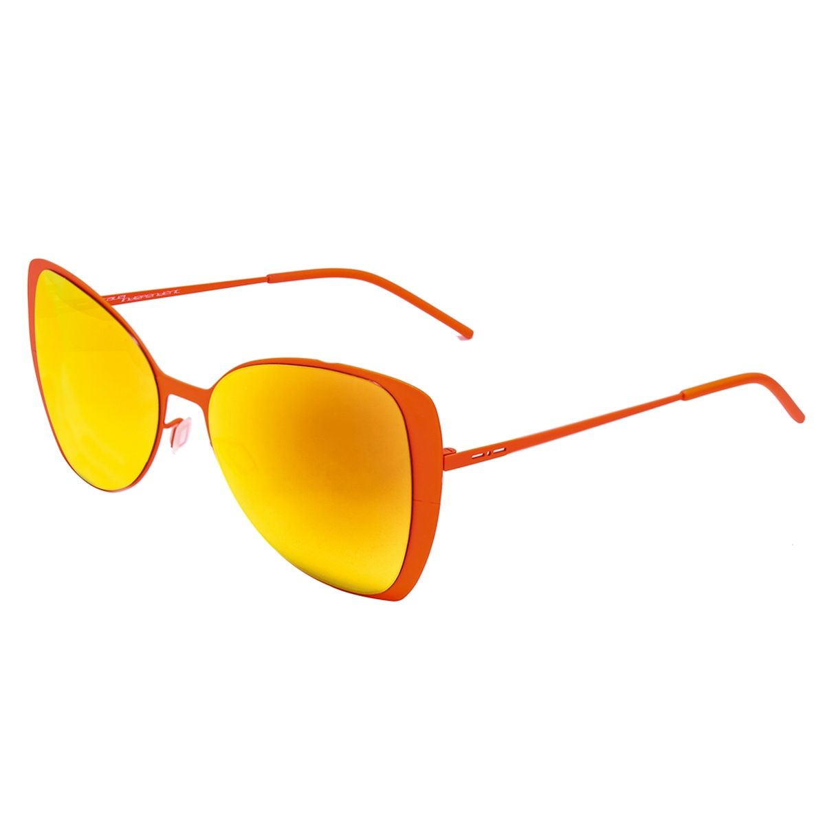Orangefarbene Cat-Eye-Sonnenbrille mit Goldglas