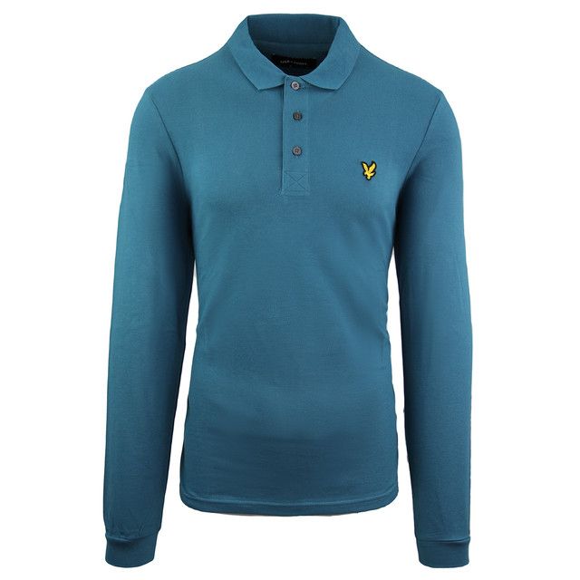 Herren Langarm Unifarbenes Poloshirt