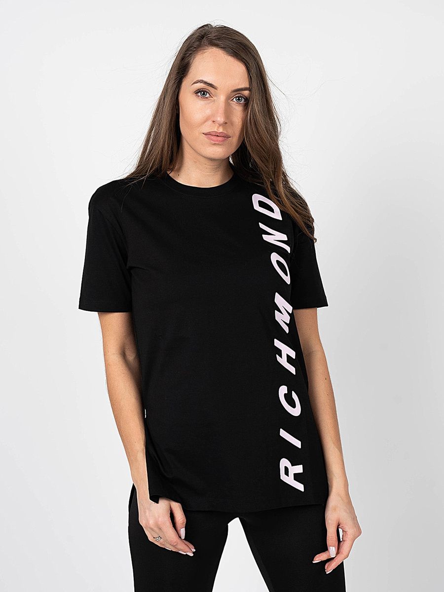 Oversized-T-Shirt mit vertikalem Schriftzug