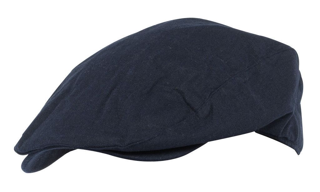Flache Herrenmütze aus Leinen in Creme & Denim - Denim Blue
