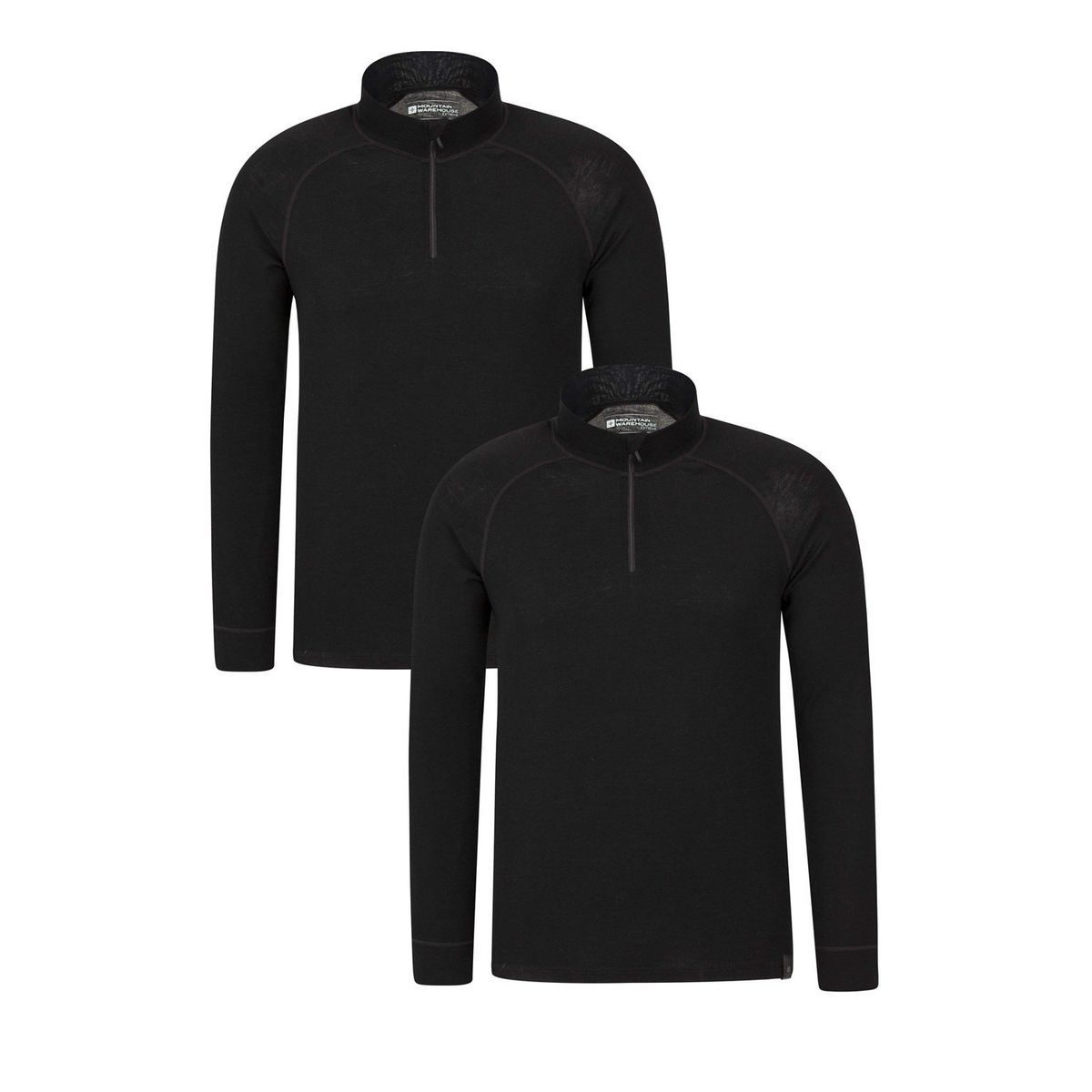 Mountain Warehouse Herren Merinowolle Base Layer Top (2er Pack) (Schwarz)