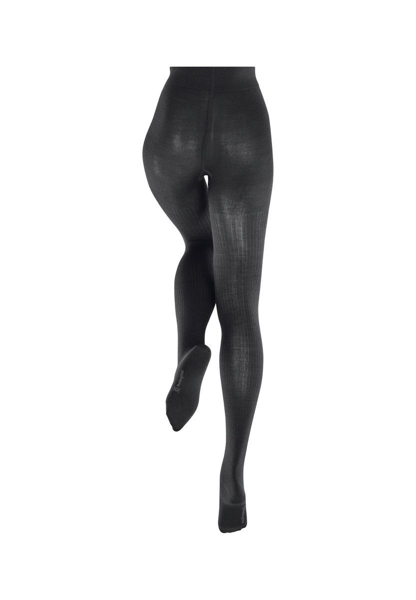 Gerippte Strumpfhose mit Wollanteil
