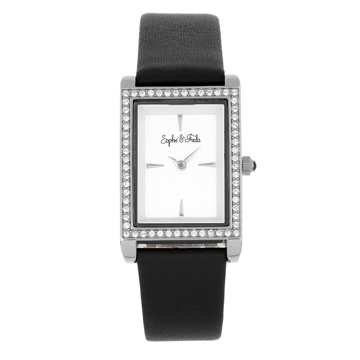 Rechteckige Uhr mit Swarovski-Kristalllünette