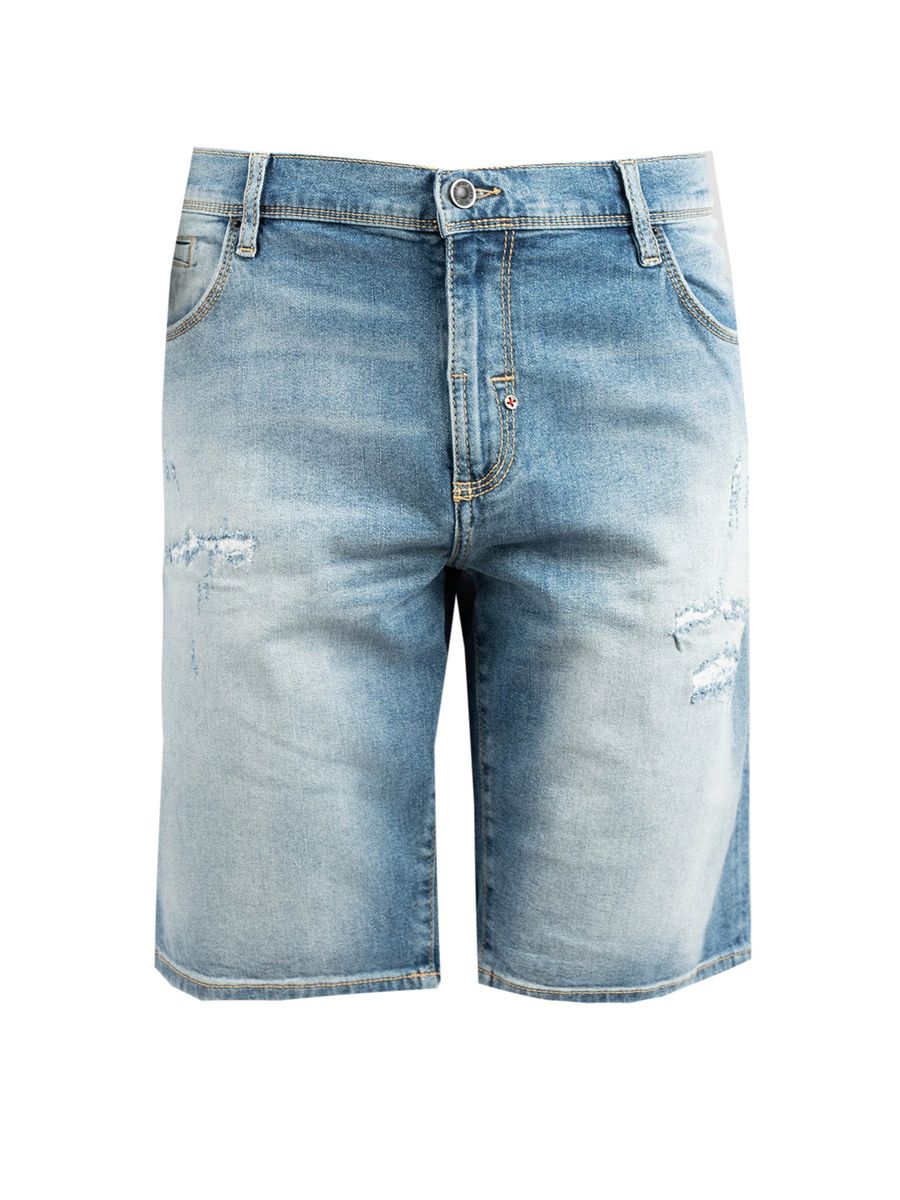 Distressed Denim Slim Fit Shorts