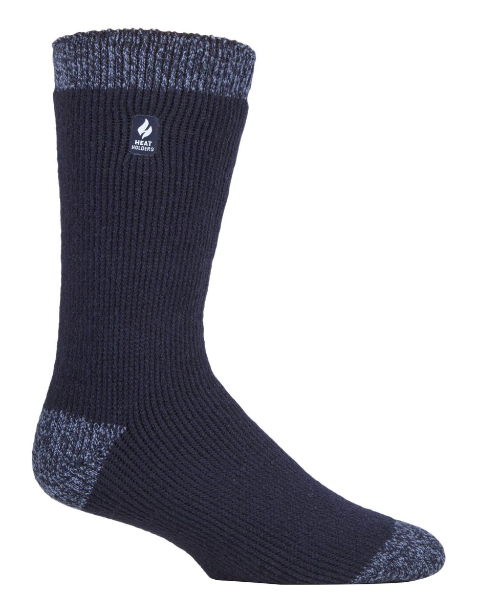 Wärmehalter - Herren extra dicke Thermosocken für den Winter | Warme flauschige Fleece isolierte Socken | Geschenke für Männer - Navy / Denim Ferse & Spitze (Berlin)