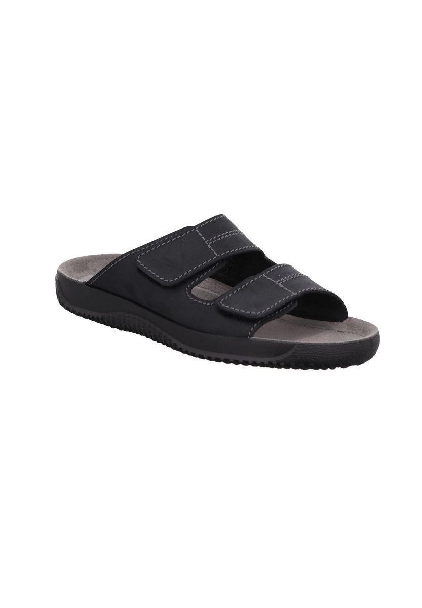 Herren Leder Komfort Pantolette mit Klettverschluss