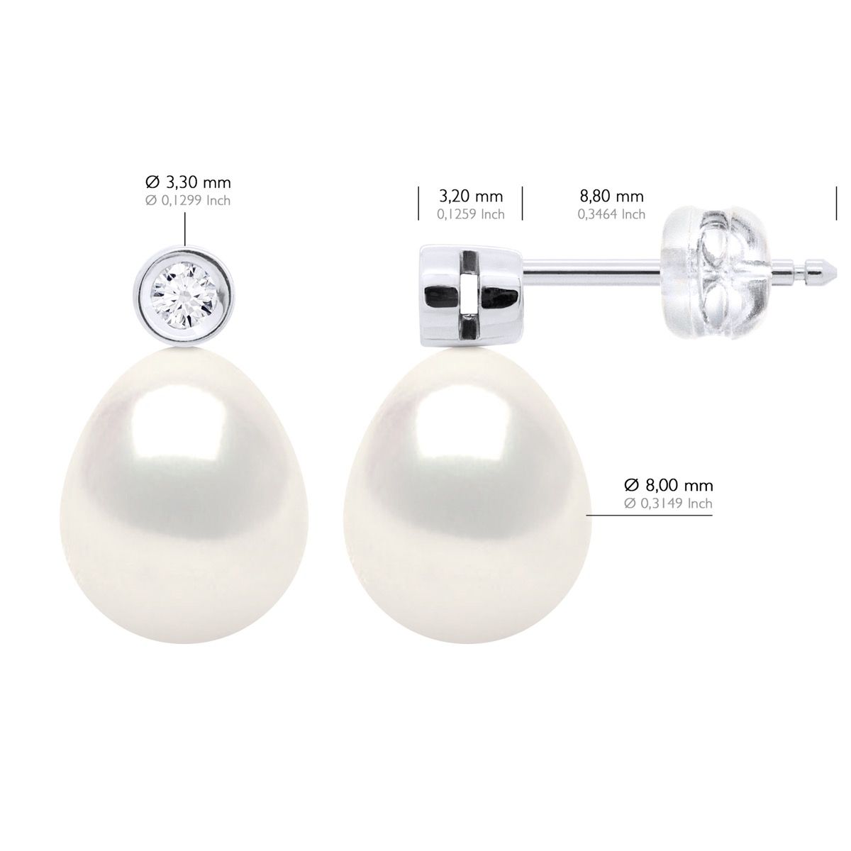 Diamant- und Perlen-Ohrstecker