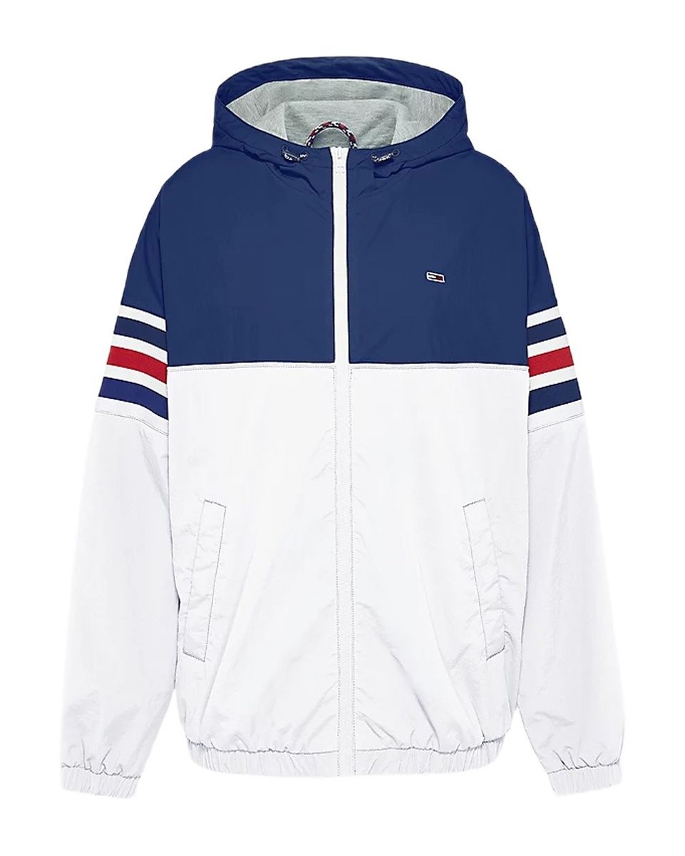 Farbblockierte Kapuzenjacke mit Reißverschluss