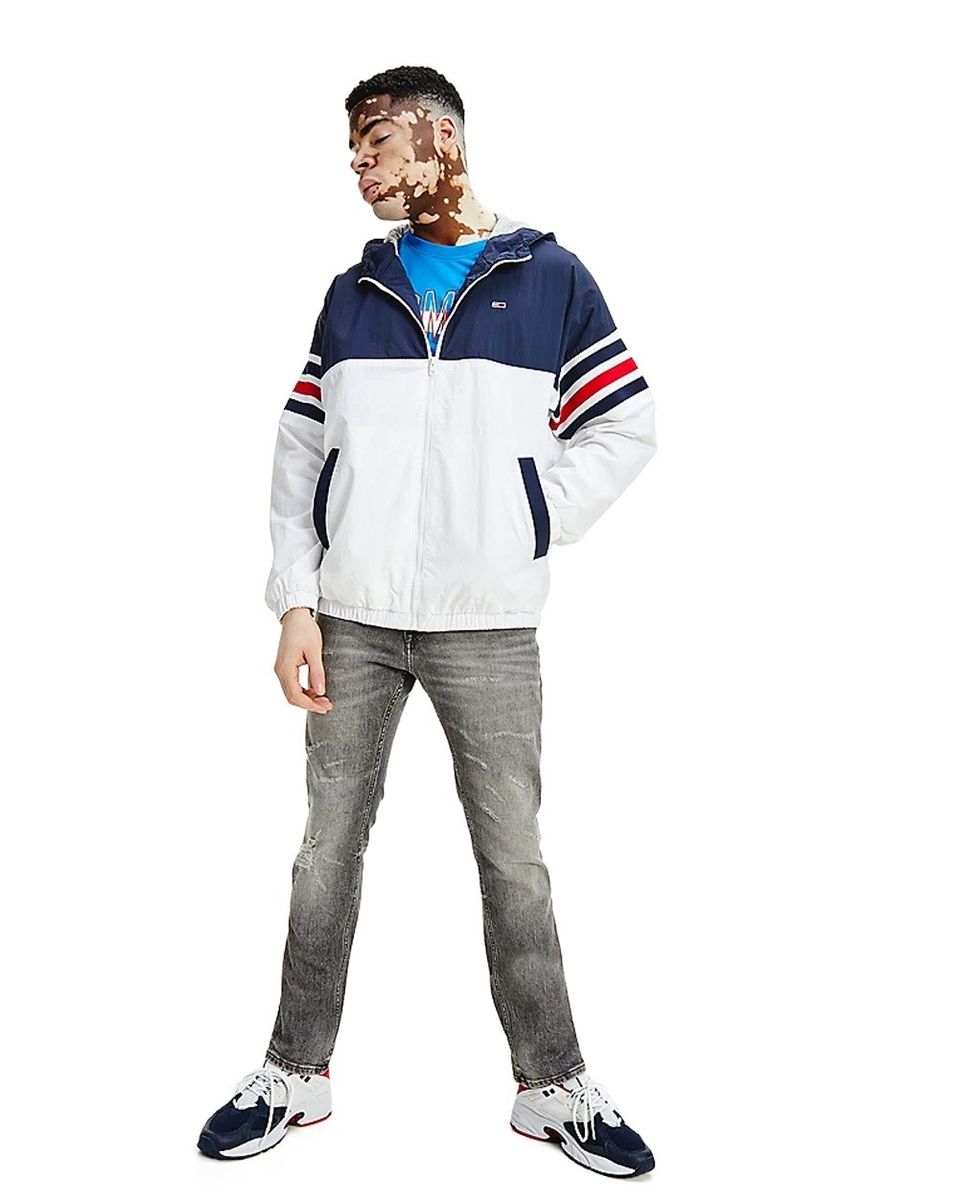 Color-Block-Windbreaker mit Kapuze