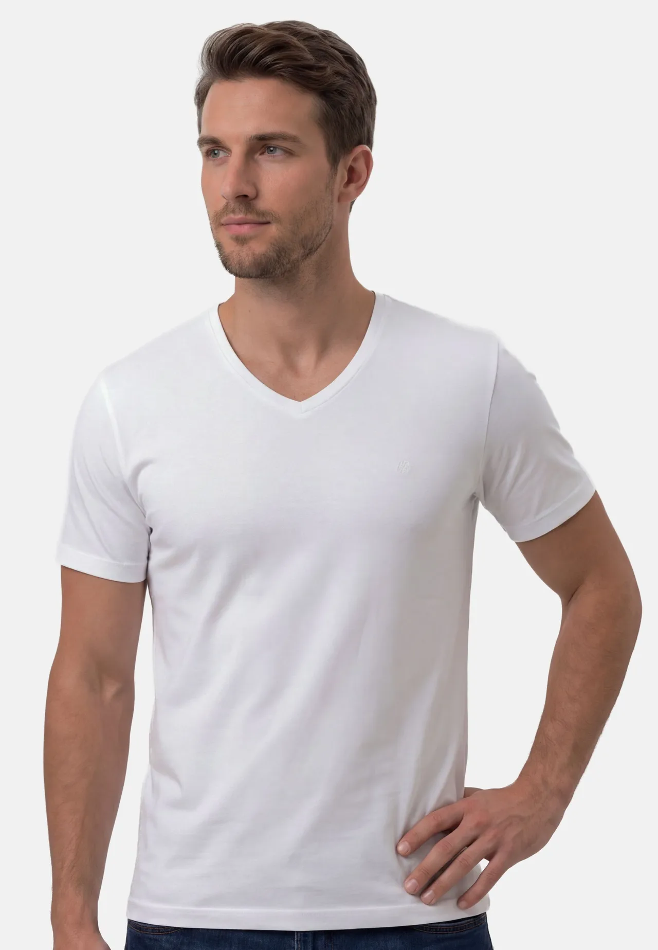 RAGMAN T-Shirt, 2er-Pack, V-Ausschnitt, für Herren, weiß, XXL