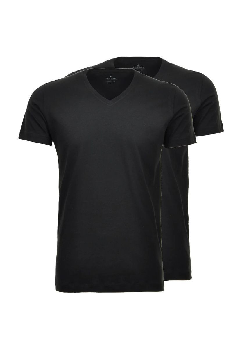 Klassisches V-Ausschnitt Baumwoll-T-Shirt Doppelpack