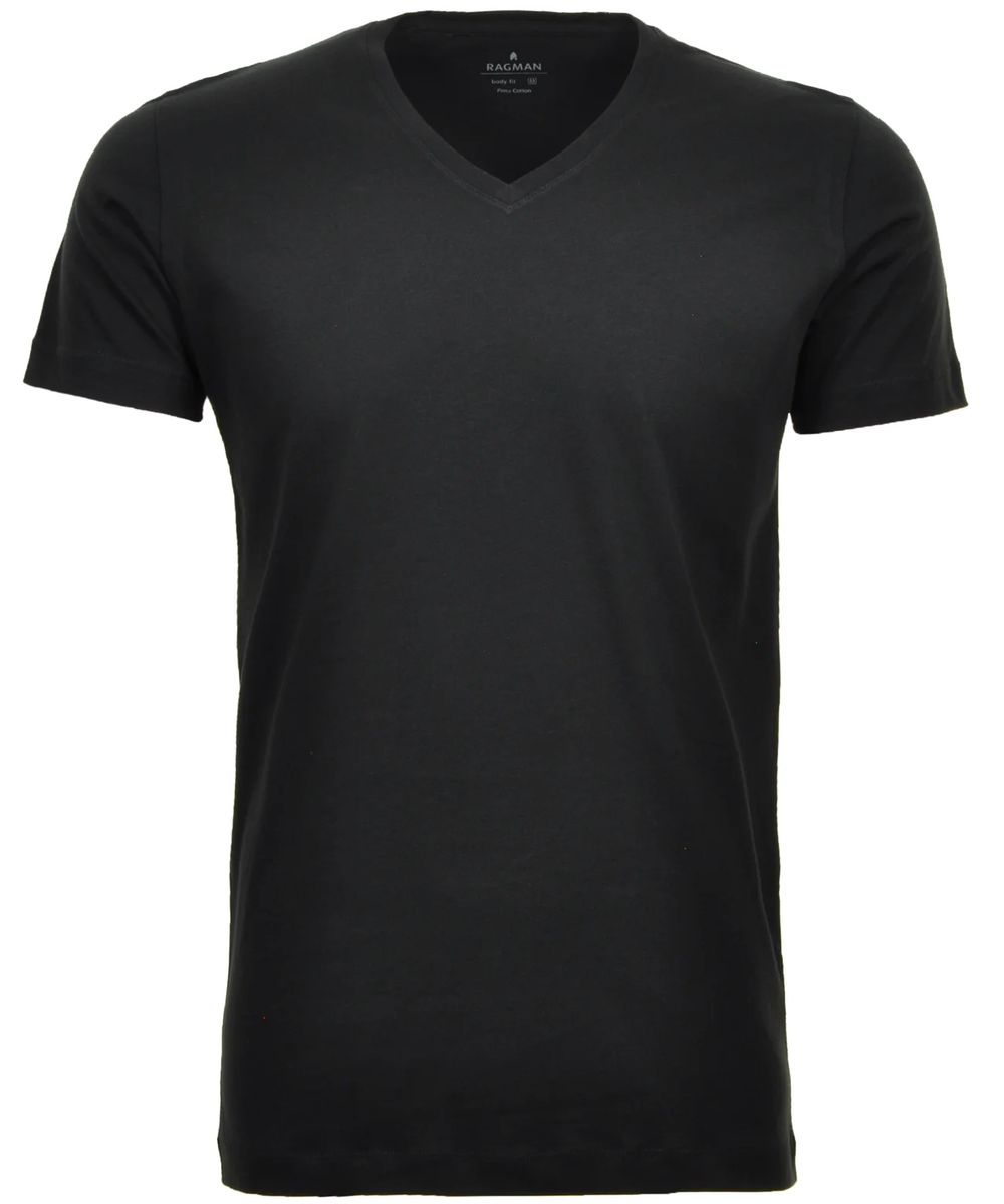 Klassisches V-Ausschnitt Baumwoll-T-Shirt Doppelpack