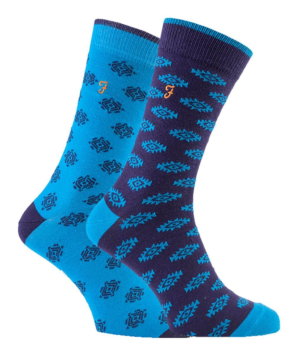 Farah - 2 Paar Herren Retro-Baumwollsocken mit flippigen Mustern - FVS010PUR