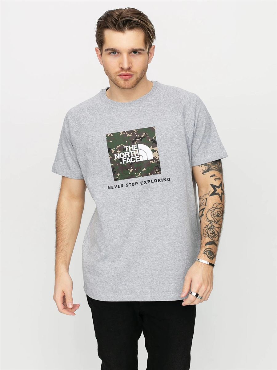 Herren Grau Camo Logo T-Shirt