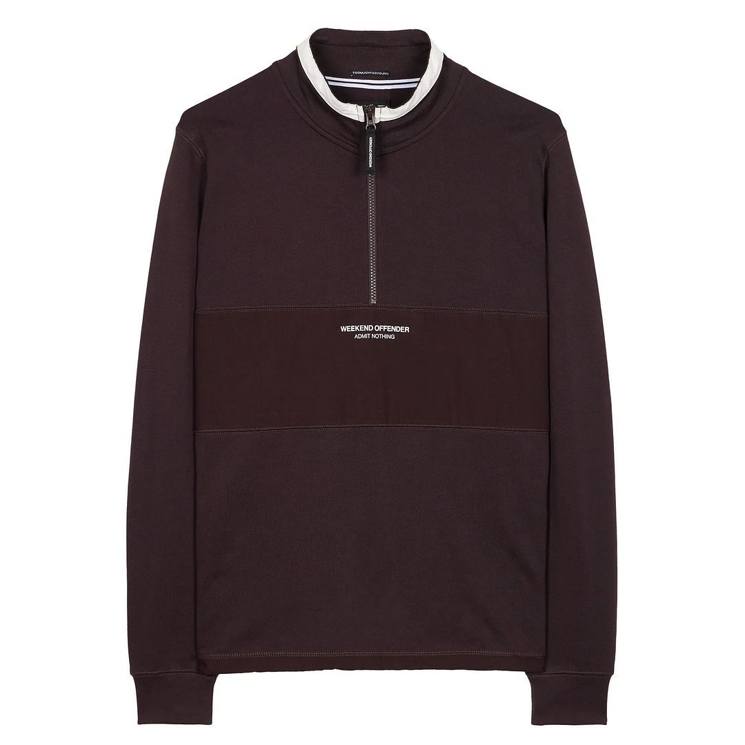 Herren Dunkelbrauner Pullover mit Halbreißverschluss