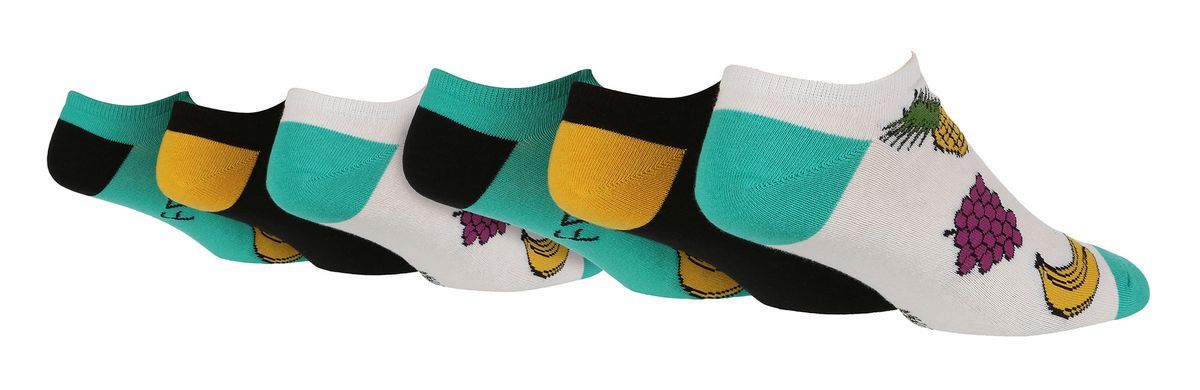 6 Pack Herren Neuheit Trainer Socken | Wildfeet | Lustige Low Cut Socken für Sommer - Obst