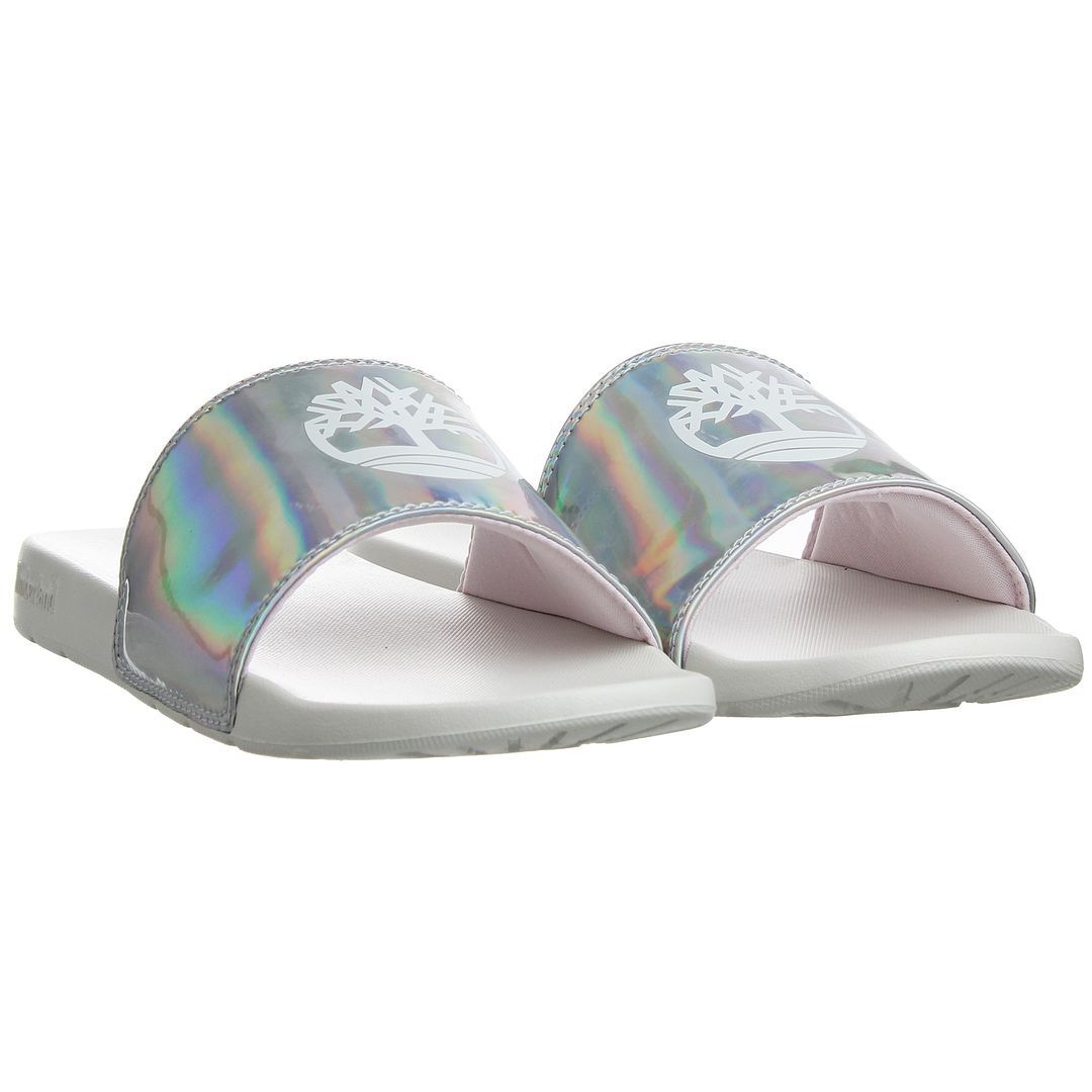 Schimmernde Pool-Sandalen mit Logo