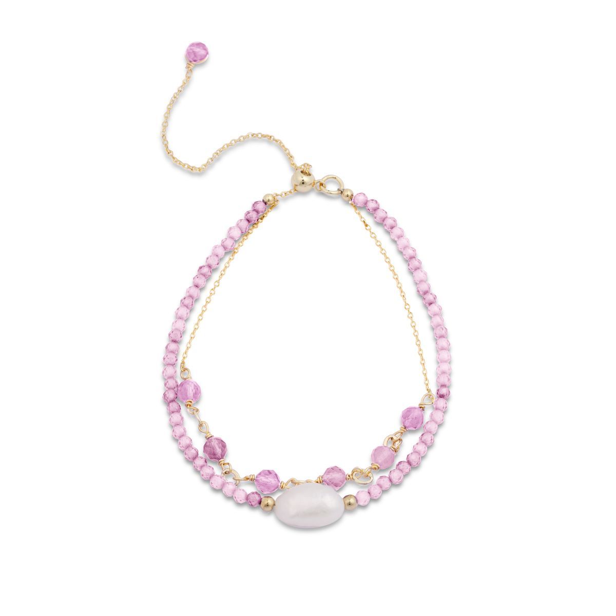 Rosa Turmalin Perlenarmband mit Perle