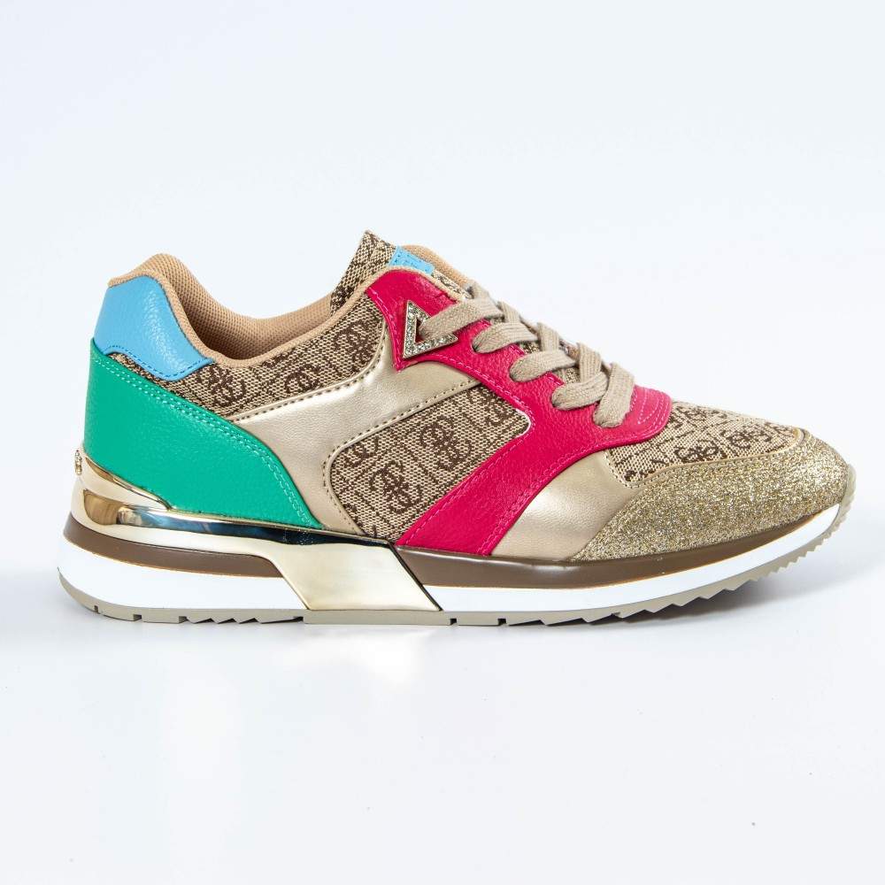 Plateau-Sneaker mit Monogramm-Muster und Glitzer