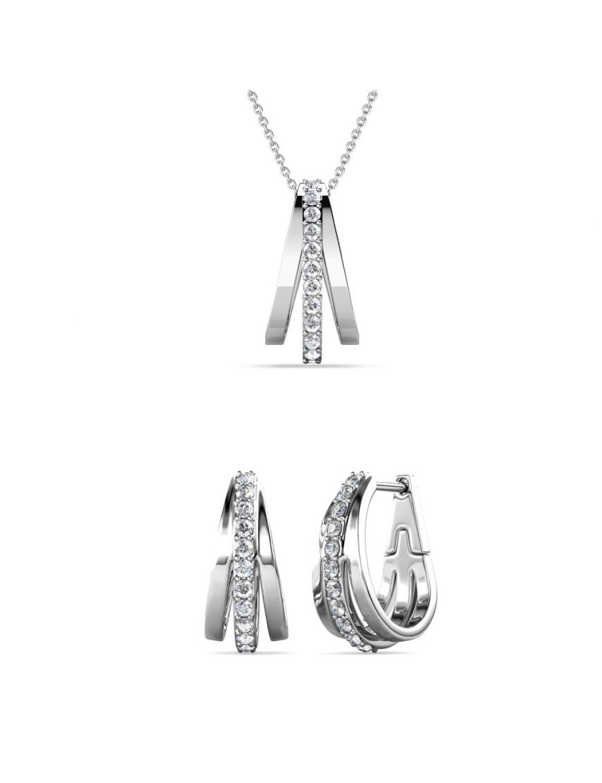 Kristallbesetztes Silberschmuck-Set