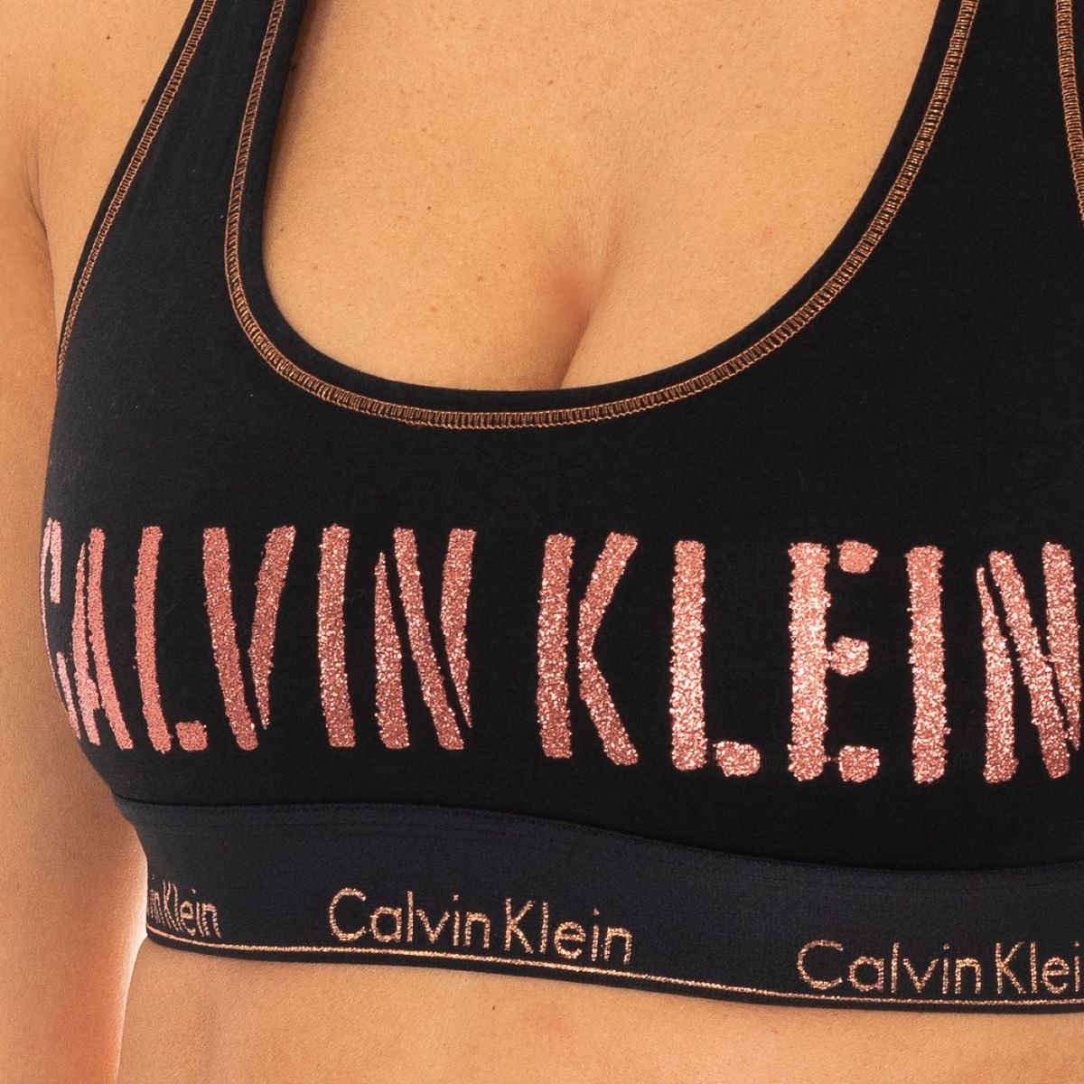 Sport-BH mit Glitzer-Logo und Racerback