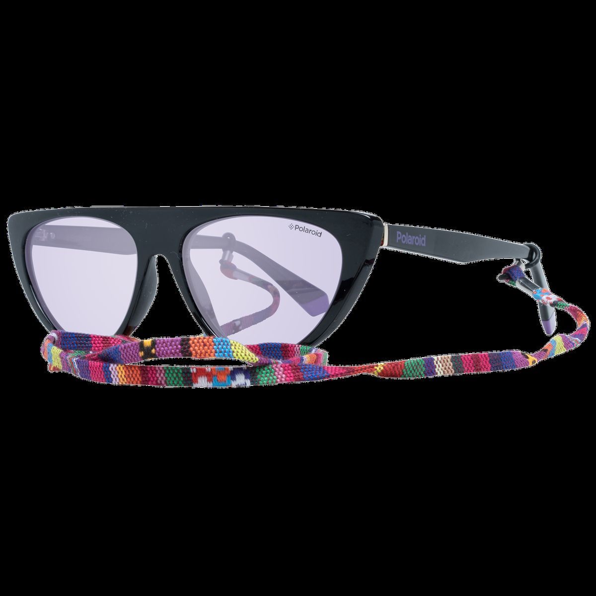 Schwarze Katzenaugen-Sonnenbrille mit Band