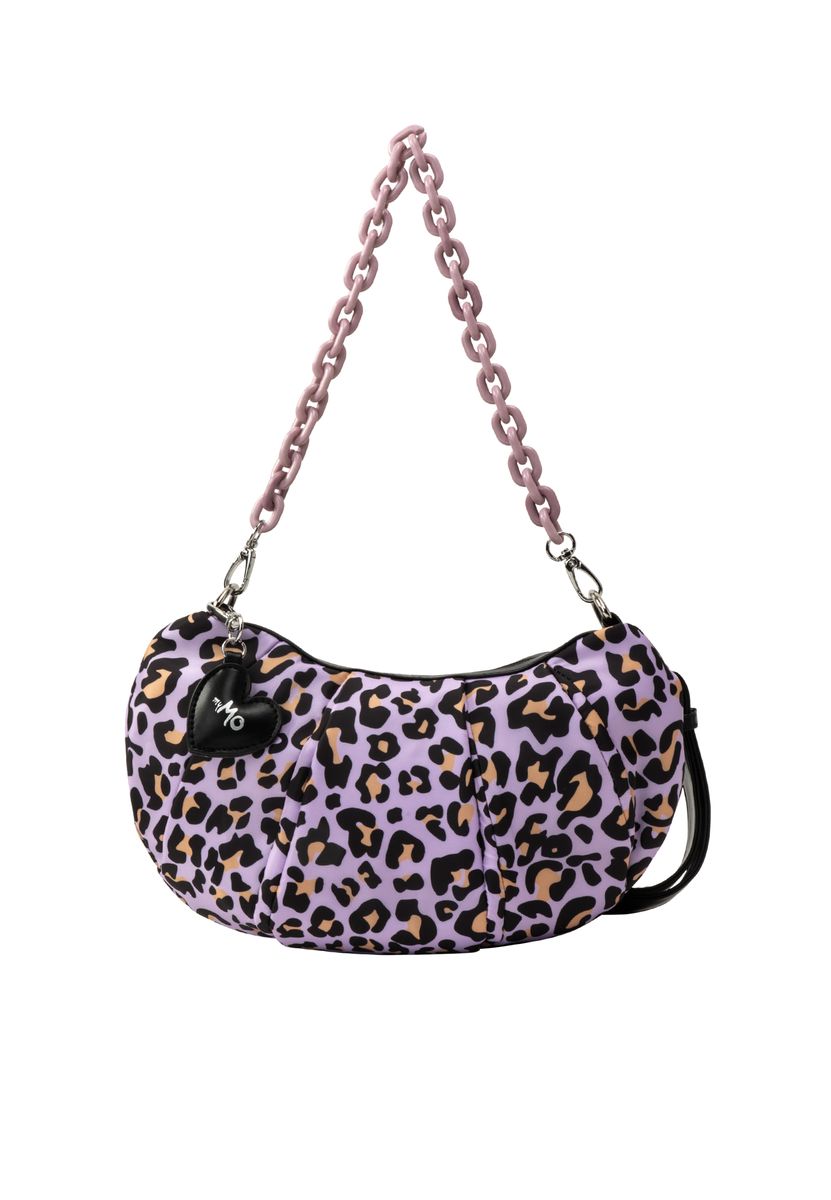 Schultertasche mit Leopardenmuster und Kette