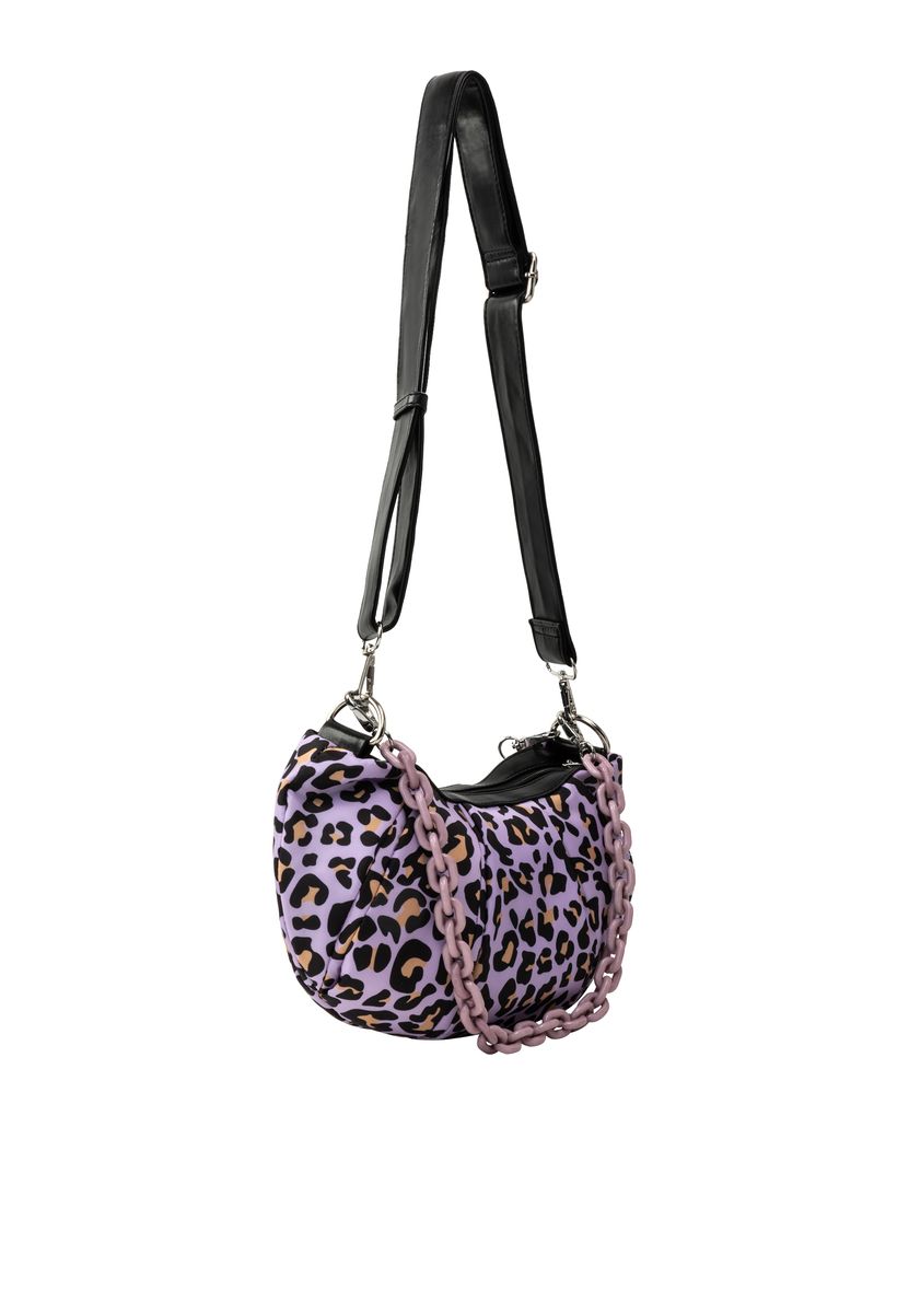 Violette Hobo-Tasche mit Leopardenmuster