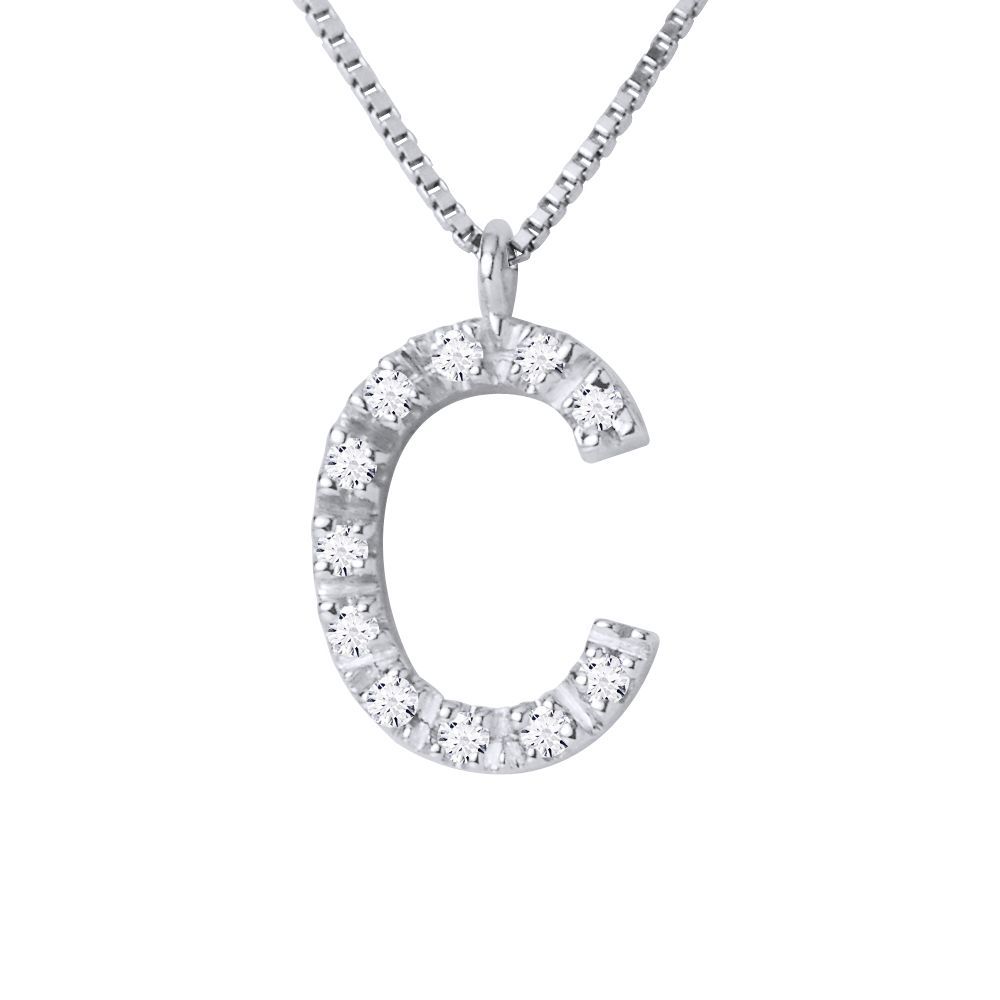 Diamant-Buchstabe C Anhänger Halskette