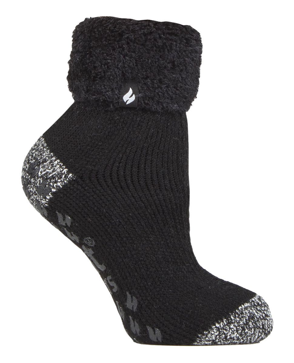 Kinder Flauschige Bett-Socken | Heat Holders | Warme Gemütliche Thermosocken für Jungen und Mädchen - Schwarz