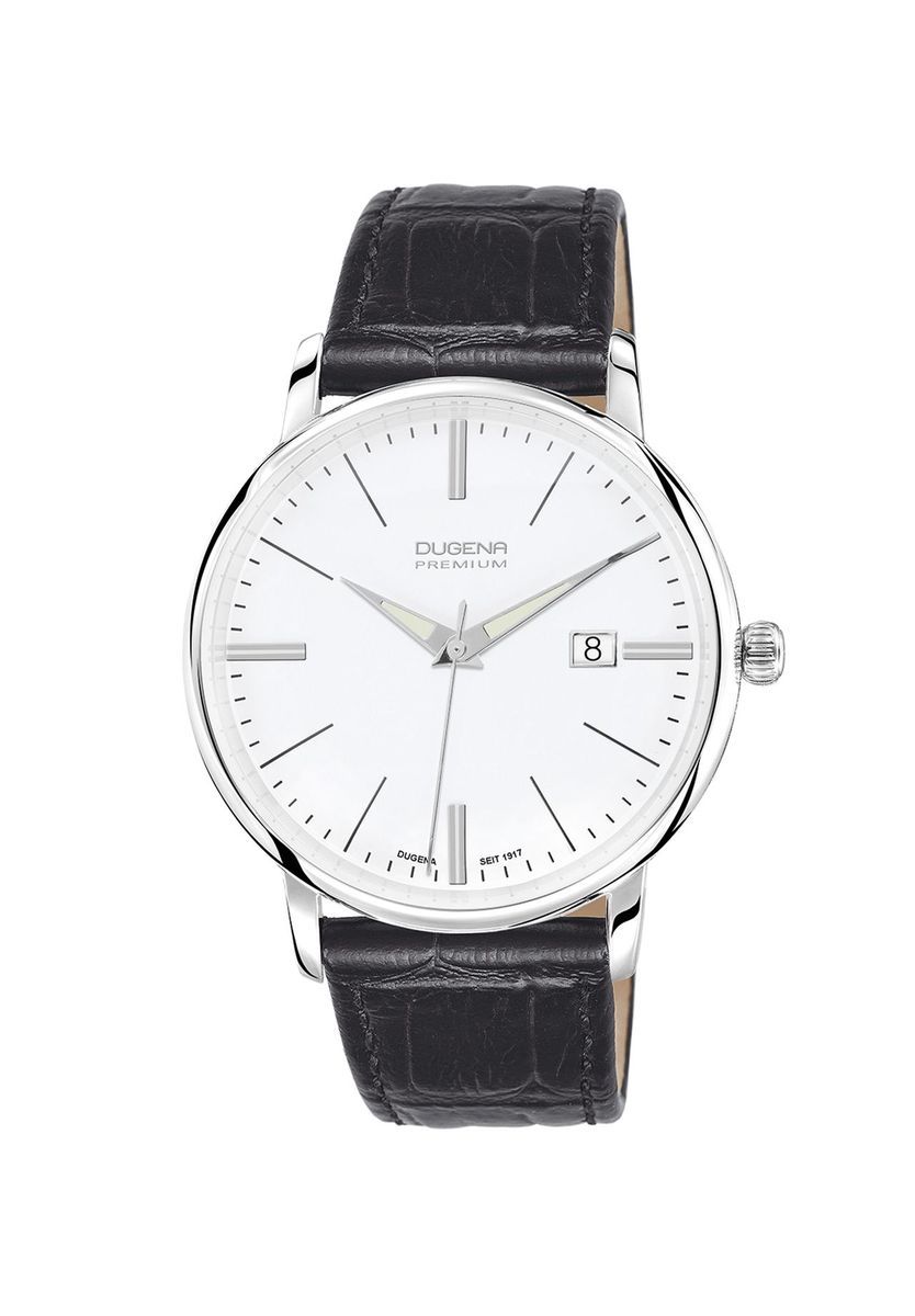 Silbernes Gehäuse Schwarze Lederuhr