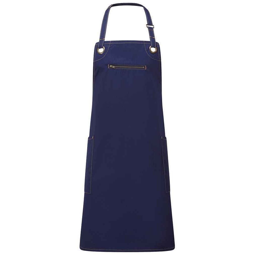 Marineblaue recycelte Vollschürze mit Taschen