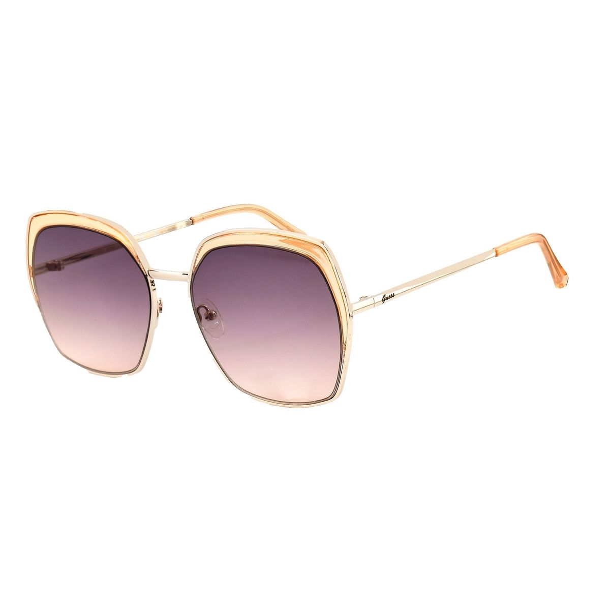 Geometrische übergroße Sonnenbrille mit goldenem Rahmen