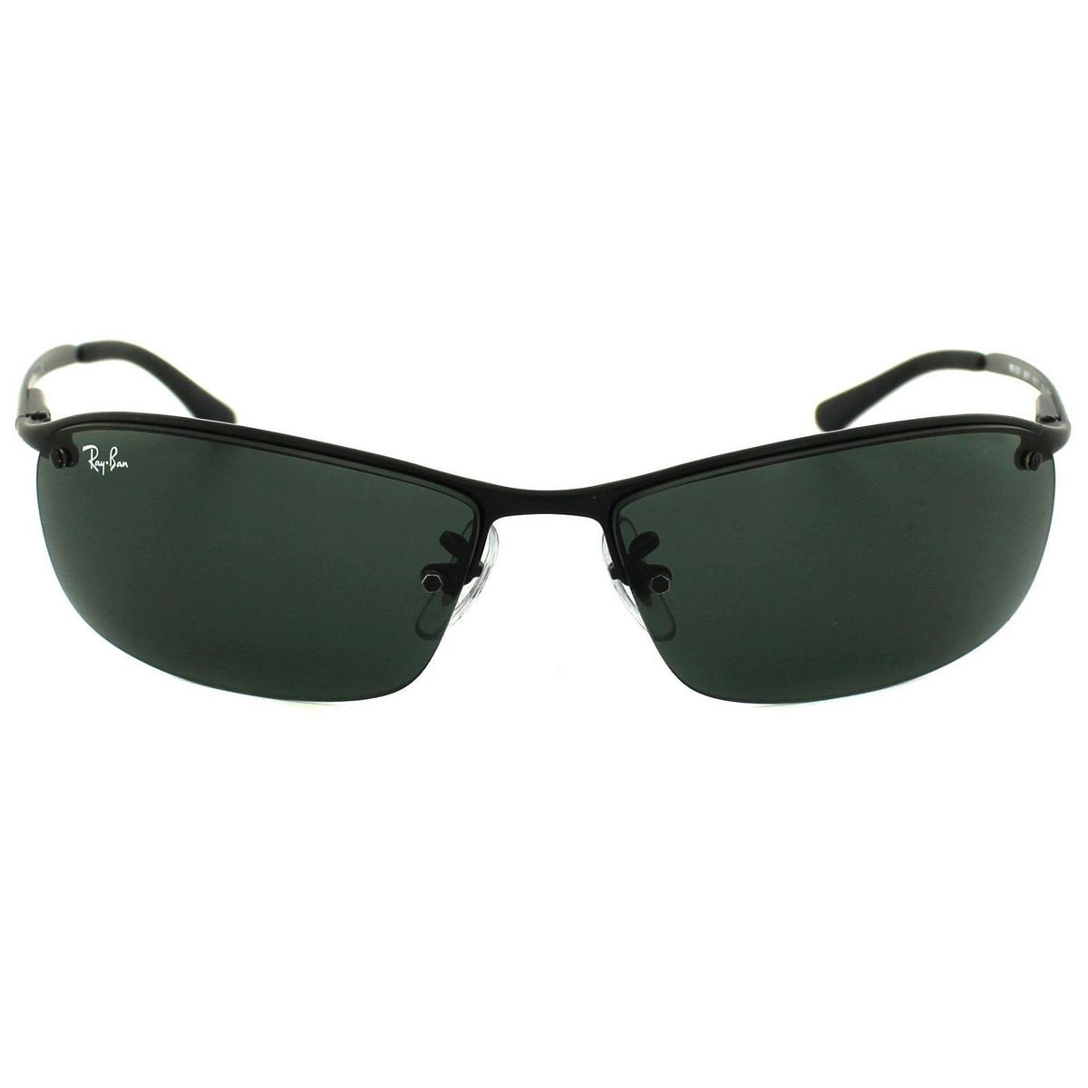 Elegante Halbrand-Sonnenbrille mit grünen Gläsern