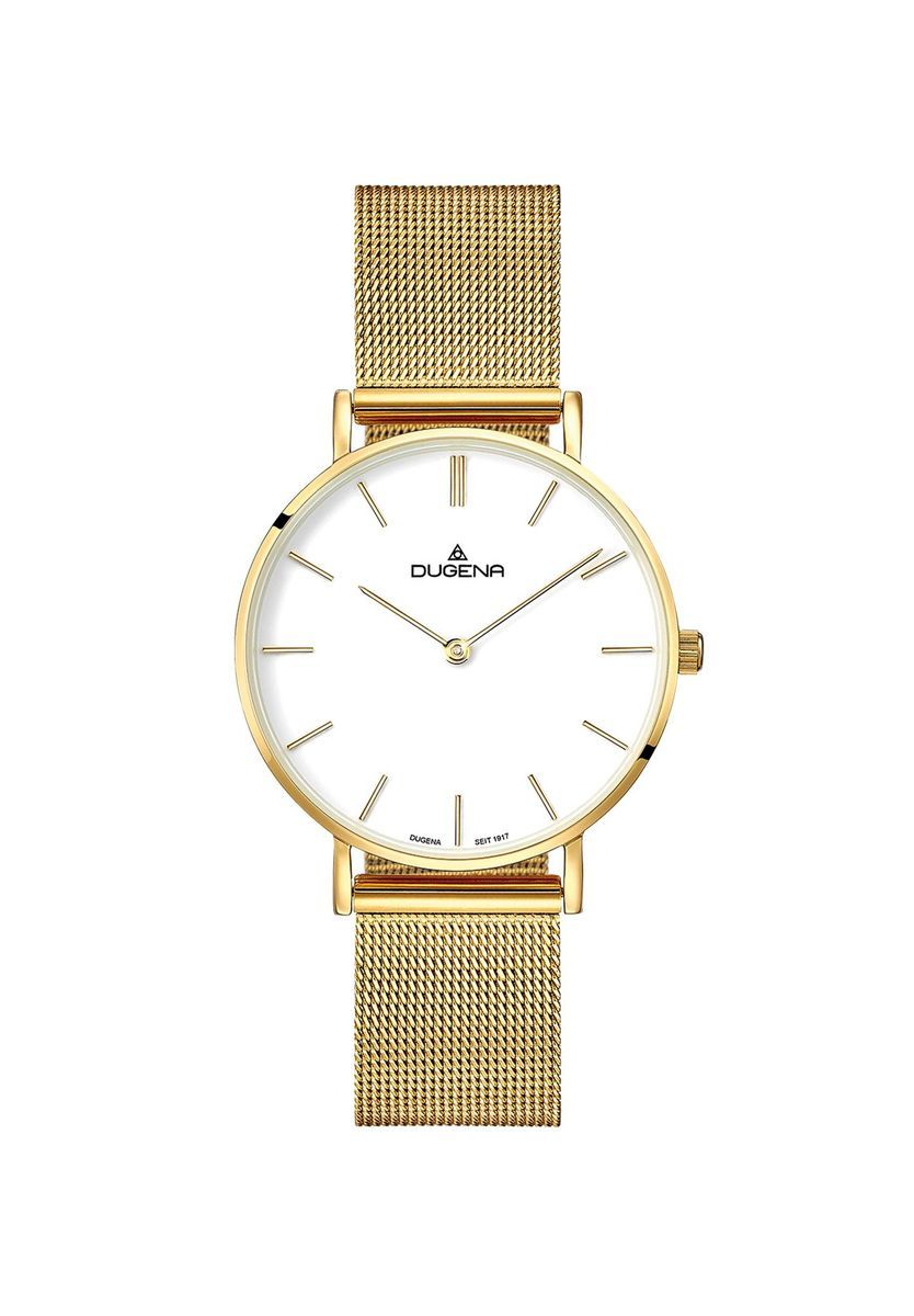 Minimalistische goldfarbene Mesh-Armbanduhr