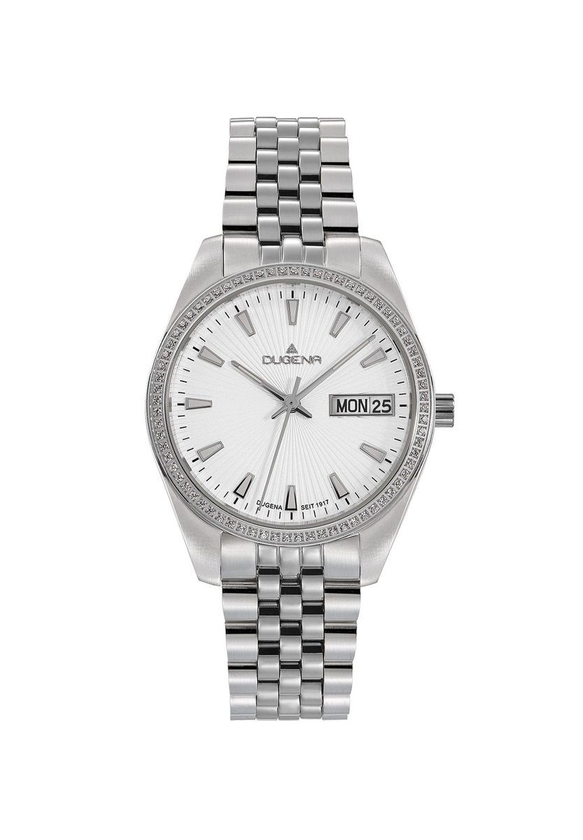 Elegante silberfarbene Damenarmbanduhr