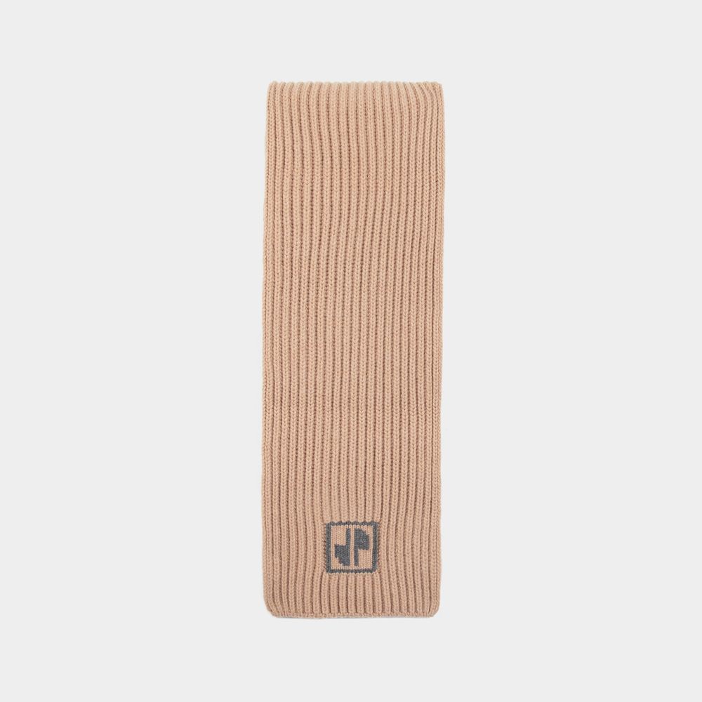 Gerippter Strickschal aus Wolle mit Logo