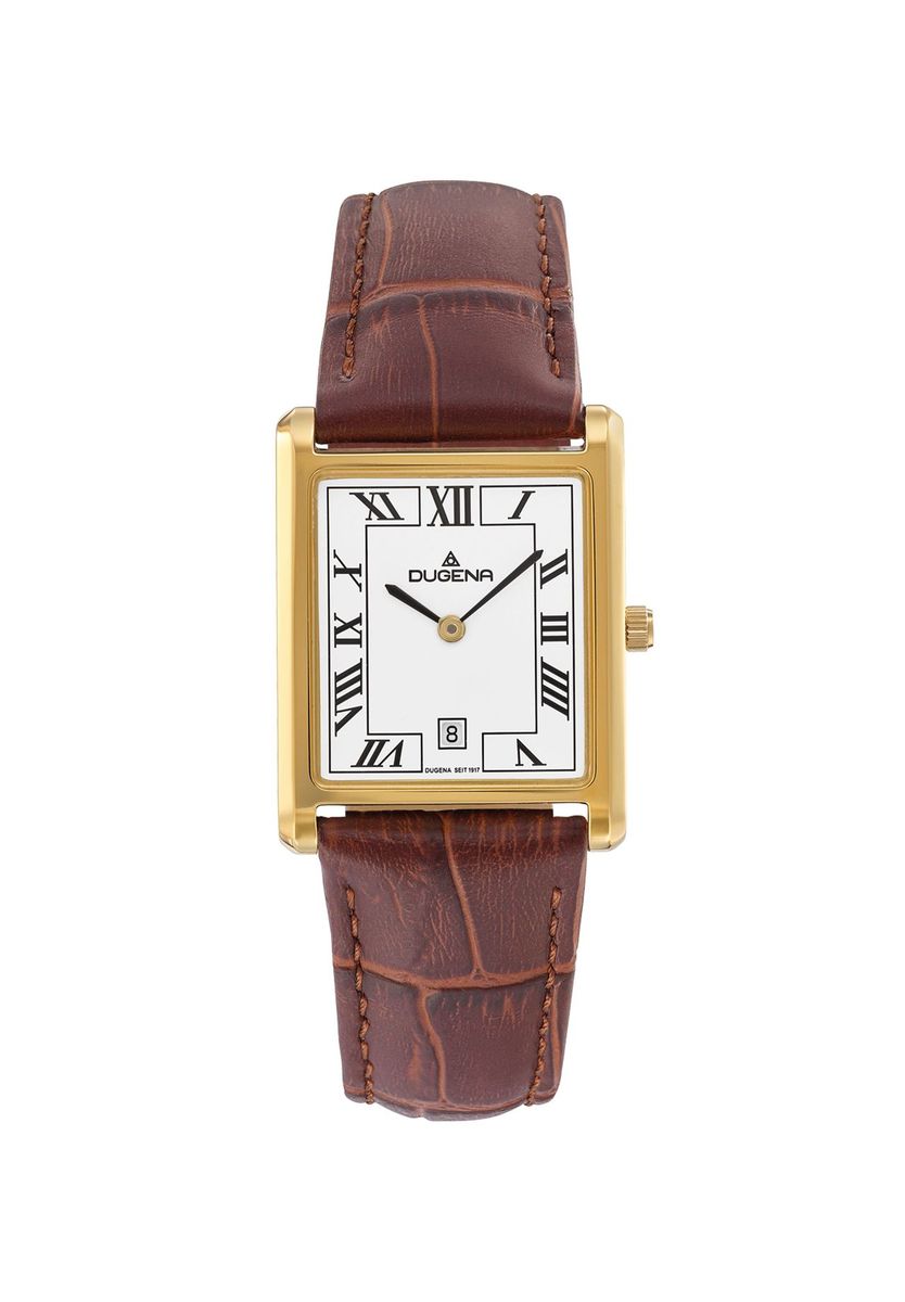 Klassische Rechteckige Armbanduhr Gold Braun