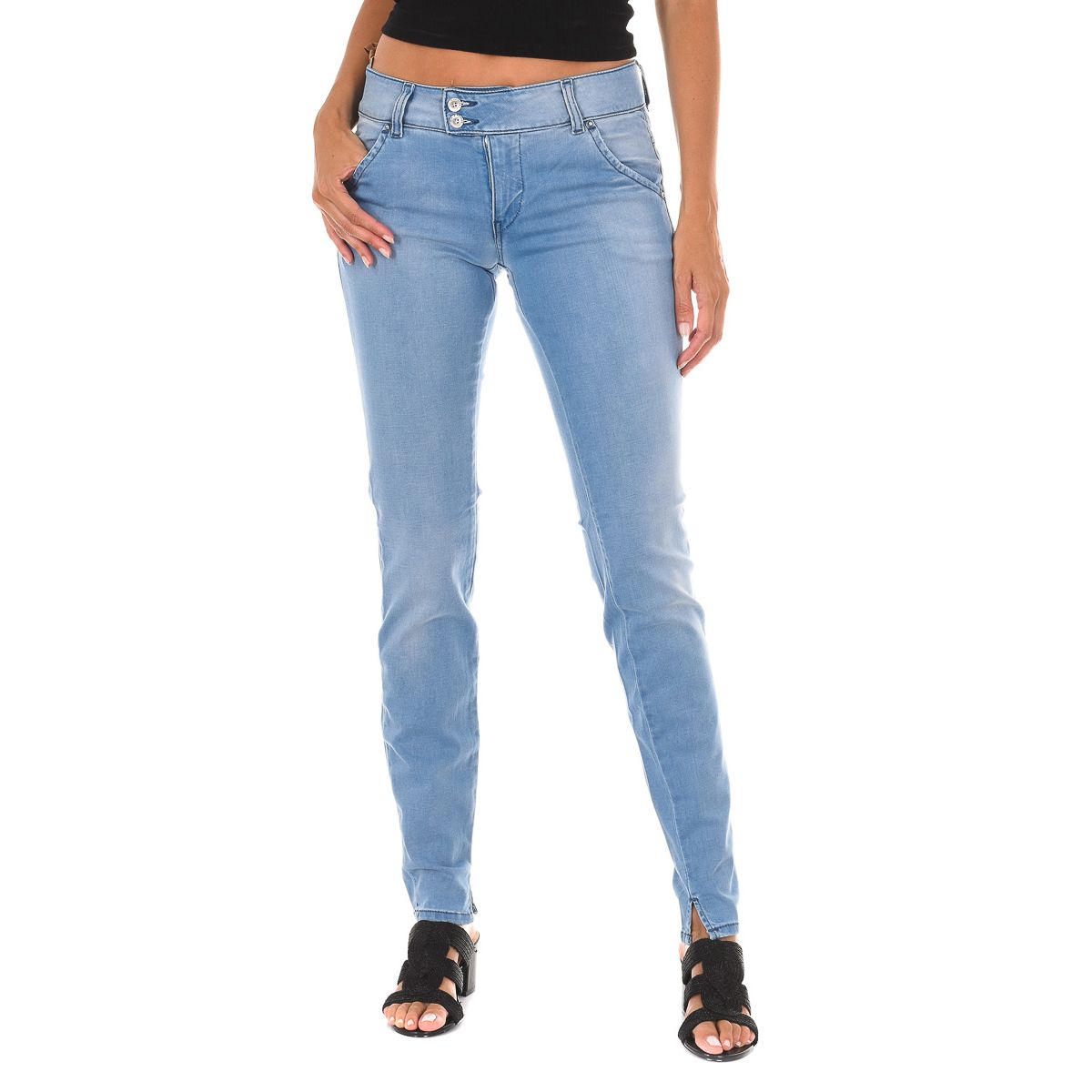 Schmal geschnittene Jeans mit Used-Look