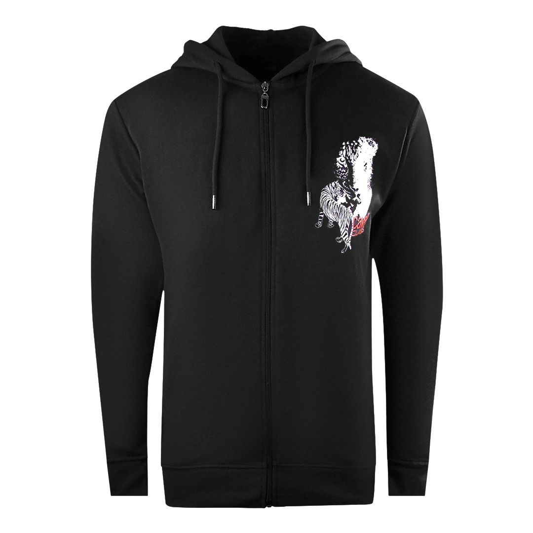 Kapuzenpullover mit Tigergrafik und Reißverschluss