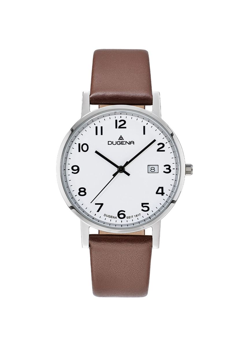 Minimalistische Quarzuhr mit Lederarmband