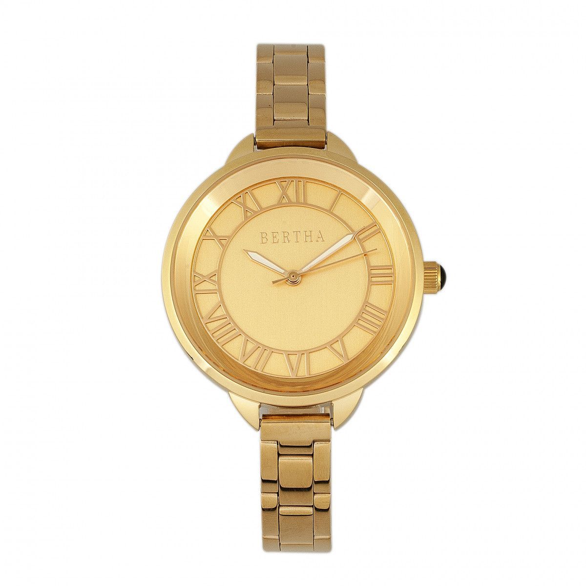 Elegante goldfarbene Uhr mit römischen Ziffern