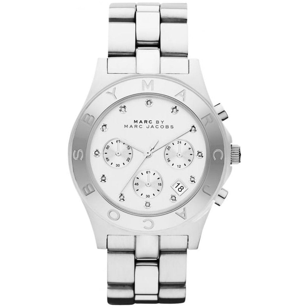 Silberne Chronographenuhr mit Kristallakzent
