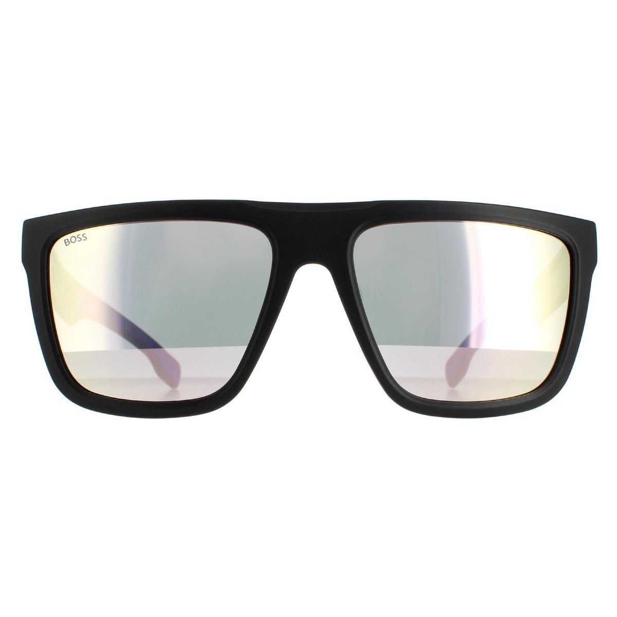 Quadratische Sonnenbrille Matt Schwarz Silber Spiegel