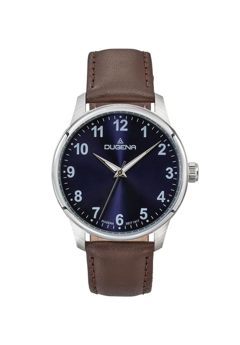 Klassische Silberfarbene Braune Lederuhr